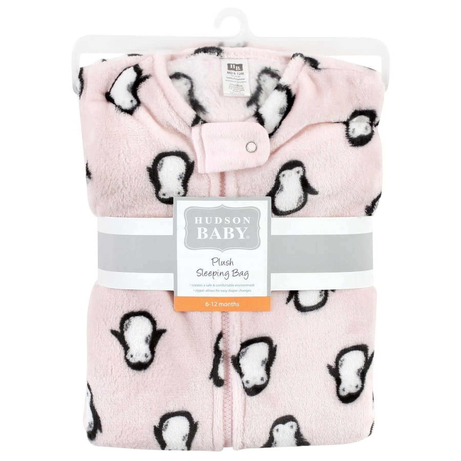 Hudson Baby Infant Girl Plush Sleeveless Sleeping Bag, Sack, Blanket, Pink Penguin, 18-24 Months