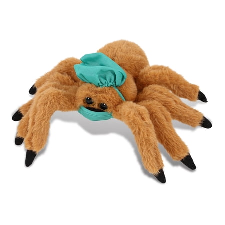 DolliBu Brown Spider Doctor Plush Toy - Super Soft Spider Doctor Stuffed Animal Dress Up with Cute Scrub Cap and Face Mask Outfit - Fluffy Doctor Toy Plush Gift - 7 inches