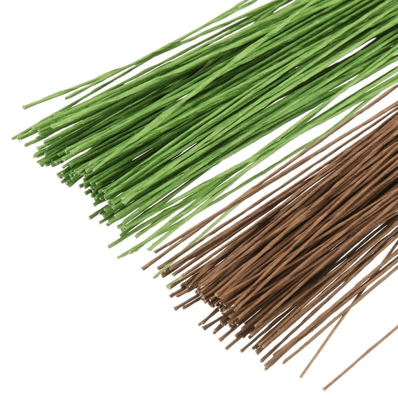 Uxcell 0.35mm 28 Gauge Florist Wire, 200 Pcs Flower Stem Wire Floral Flower Paper Wrapped Wire for Flower Crafts Bouquet Arrangement Supplies Wreath Making DIY Projects, Brown/Light Green