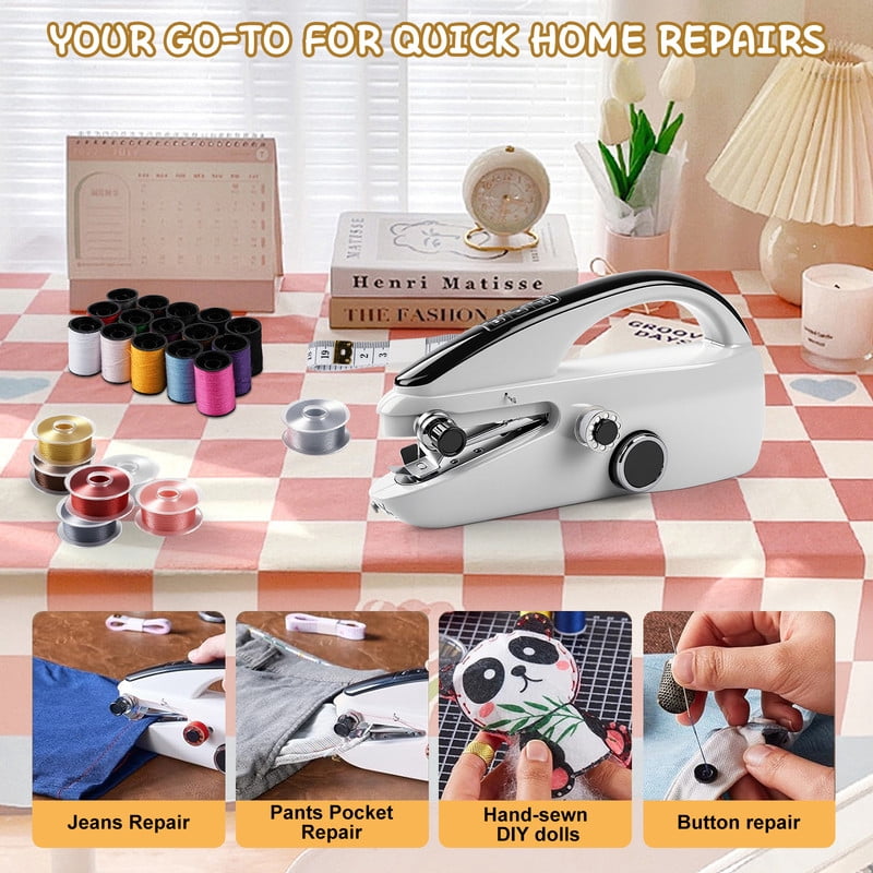 S8 Portable Mini Handheld Sewing Machine Set with Storage Box+Sewing Kit for Beginners Adults