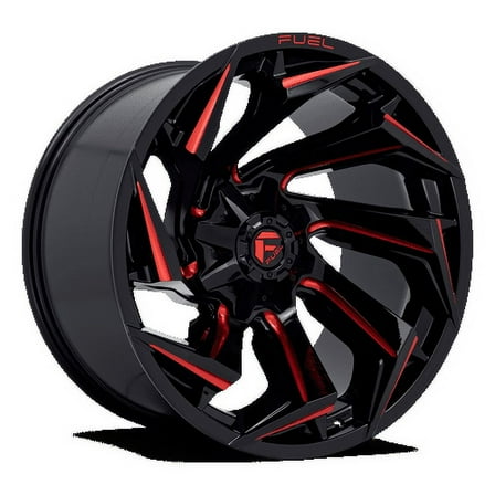 Fuel D755 Reaction 22X12 8X165.1 -44Et 124.3Cb Gloss Black Milled With Red Tint Wheel