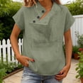 thumbnail image 2 of Short Sleeve Tops for Women Tshirts Cotton Linen High Neck Cap Sleeve Shirt Fashion Casual Cotton Linen Blouses Tops on Sale, 2 of 6
