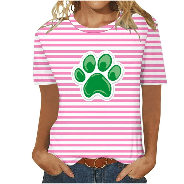 Camisetas Casuales de Mujer Nueva Moda Impresa Cuello Tripulado Manga Corta, Top Ligero para Diario Y Fiesta