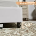 thumbnail image 5 of VanAcc Queen Size Bed Frame, 60" Tall Sleigh Headboard Bed with Velvet Upholstered Platform, Cream, 5 of 8