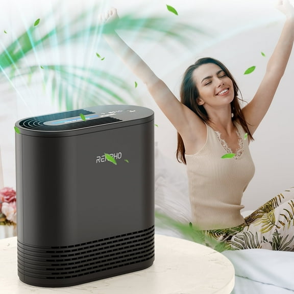 RENPHO True HEPA Air Purifier for Allergies & Asthma, Black