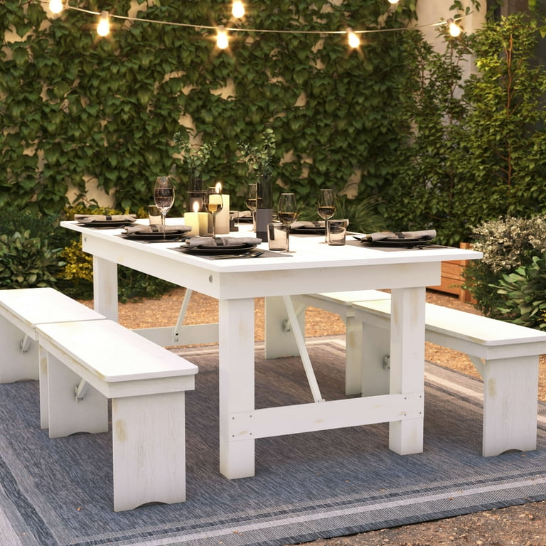 Flash furniture hercules series antique rustic solid pine folding farm table deals