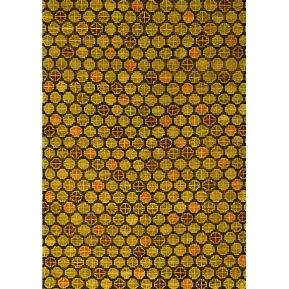 Ahgly Company Machine Washable Indoor Rectangle Abstract Yellow Modern Area Rugs, 6' x 9'