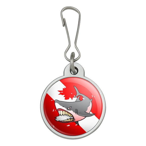 Angry Shark Scuba Diving Flag Diver Jacket Handbag Purse Luggage Backpack Zipper Pull Charm