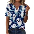 thumbnail image 4 of Halloween Shirts for Women 2026 V Neck Plus Size Funny Cute Vintage Teacher Shirts Casual Holiday Tops, 4 of 6