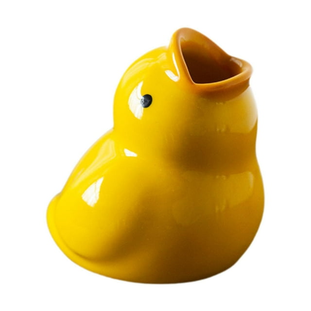 Soporte para cepillo de dientes con forma de pato de dibujos animados, novedoso y práctico soporte para cepillo de dientes de escritorio. Mira hacia arriba en amarillo