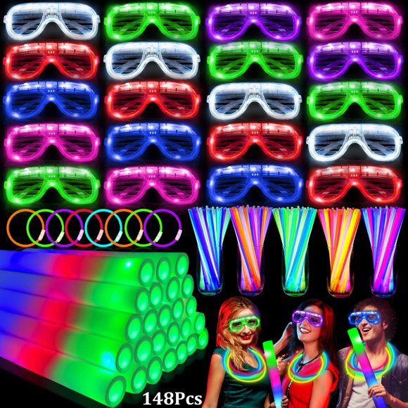 Artículos para fiestas Camlinbo que brillan en la oscuridad, 148 unidades con gafas