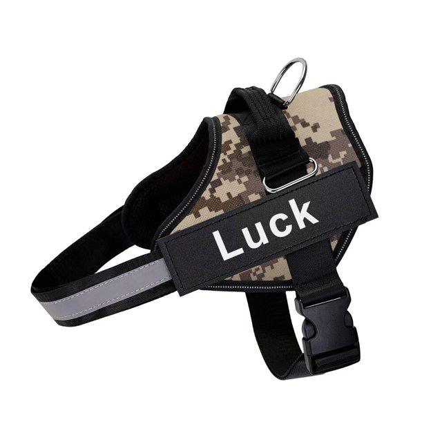 Arnés para perros, chaleco con parche de identificación, arnés para mascotas ajustable transpirable reflectante personalizado para perros, arnés para exteriores sin tirones para mascotas Deng Xun unisex
