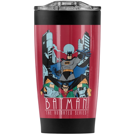 Batman: The Animated Series Batman And Robin Stainless Steel Tumbler 20 oz Coffee Travel Mug/Cup, Vacuum Insulated & Double Wall with Leakproof Sliding Lid | Great for Hot Drinks and Cold Beverages