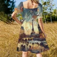 thumbnail image 3 of Paris Impressionism Pintura Vestido sin mangas vestido de fiesta noche vestido elegante Mujer, 3 of 5