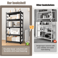 thumbnail image 3 of 5-Tier 72"H x 48"W x 24"D Metal Bookshelf with Fences,3000LBS Industrial Bookshelves,Display Bookcase,Adjustable Bolt-Free Storage Shelves for Living Room,Bedroom,Garage,Kitchen,Black, 3 of 9