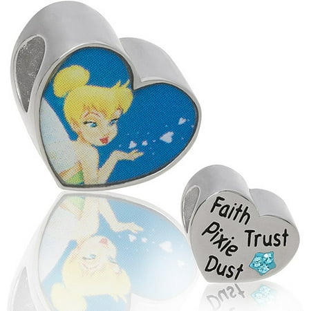 Connections from Hallmark Disney Stainless Steel Tinkerbell Blue Crystal Heart Charm