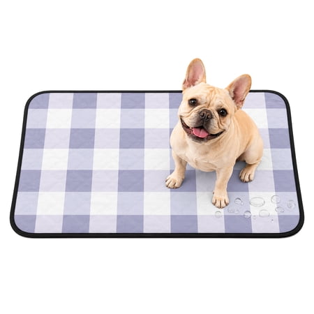 Pet Pee Pad Mat Ombre Purple White Plaid Waterproof Reusable Dog Potty Training Pad Checkerd Pattern Non Slip Pet Urine Mat for Indoor Potty Training Floor Protection 40x30 Inch