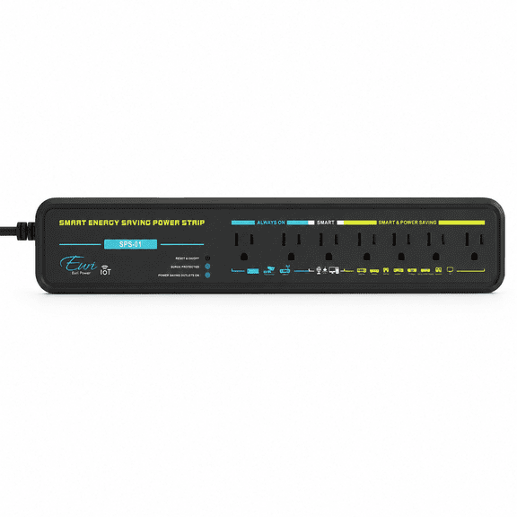 Euri SPS-01 Smart Power Strip Surge Protector, 8 Outlets, 1800W, 2000J, Alexa/Google Home, ETL