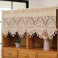 thumbnail image 4 of YGUII Rustic Crochet Curtain Valance for Living Room Vintage Lace Curtains Kitchen Window Boho Tiers Cafe Rod Pocket, 4 of 6