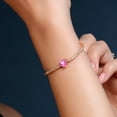 thumbnail image 5 of Gem Stone King 18K Rose Gold Plated Silver Pink Mystic Topaz and White Moissanite Tennis Bracelet for Women (5.33 Cttw, Gemstone Birthstone, Heart Shape 8MM, 7.25 inch), 5 of 6