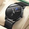 thumbnail image 1 of Reloj De Cuarzo Con Fase Lunar Para Hombre, Correa De Malla De Acero Inoxidable, Reloj De Cuarzo Para Hombre A Prueba De Decoloración, Resistente Al Agua De 98,4 Pies Para, 1 of 7