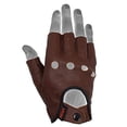 thumbnail image 5 of Mens Driving Gloves Basic Soft Goat Leather Fingerless Breathable Biker Motorcycle Riding Cycling Shooting Button Glove Half Finger, Brown (X-Large), 5 of 6