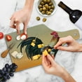 thumbnail image 4 of Rooster Cutting Board, Animal Cockerel on Sunrise Farmhouse Harvest Season Rural Pastoral Nature Scenery, Tempered Glass Cutting and Serving Board, Wine Bottle Shape, Multicolor, by Ambesonne, 4 of 5