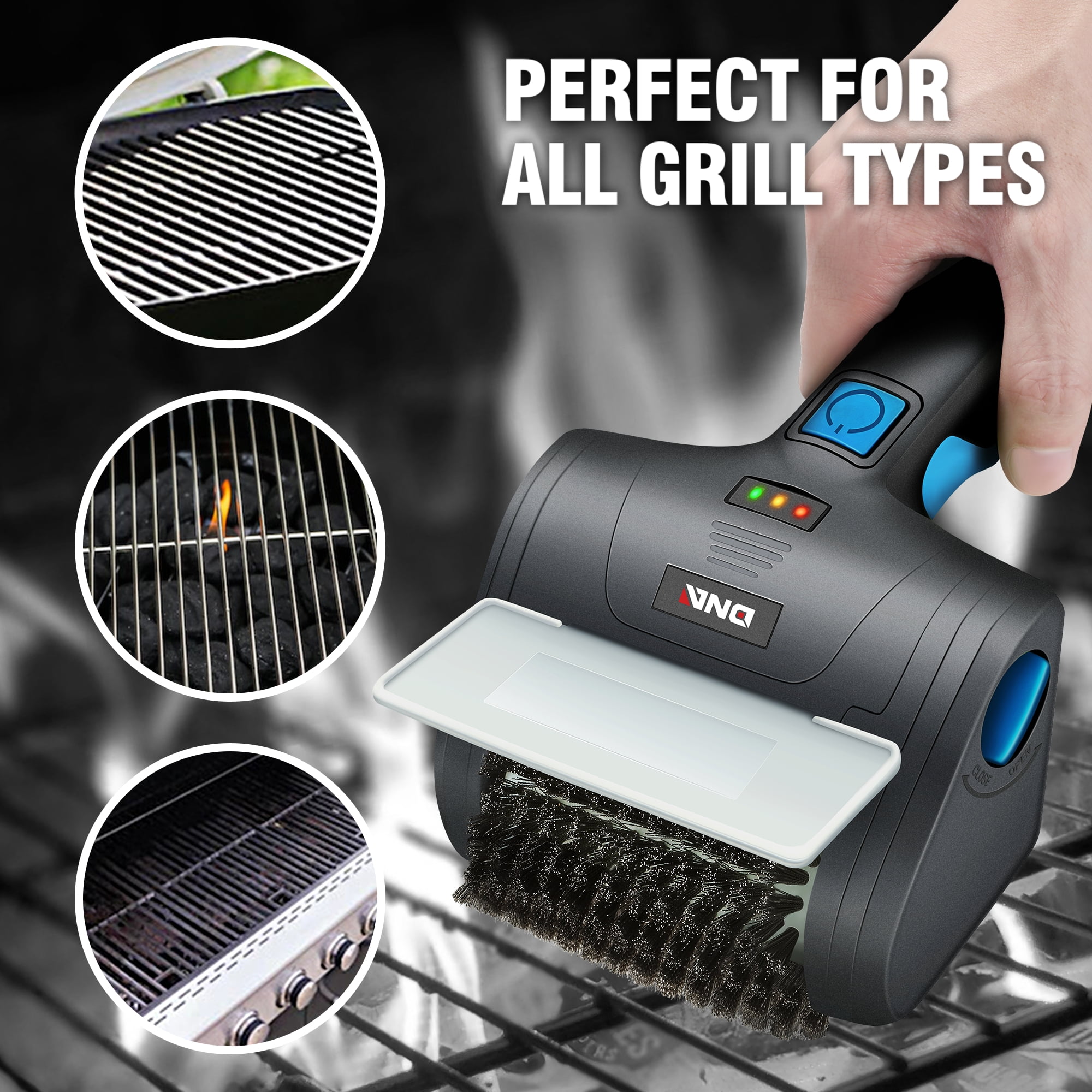 Cordless Electric Grill Cleaning Scrub Brush Rechargeable with Type-C Charge Cord,Blue/Black