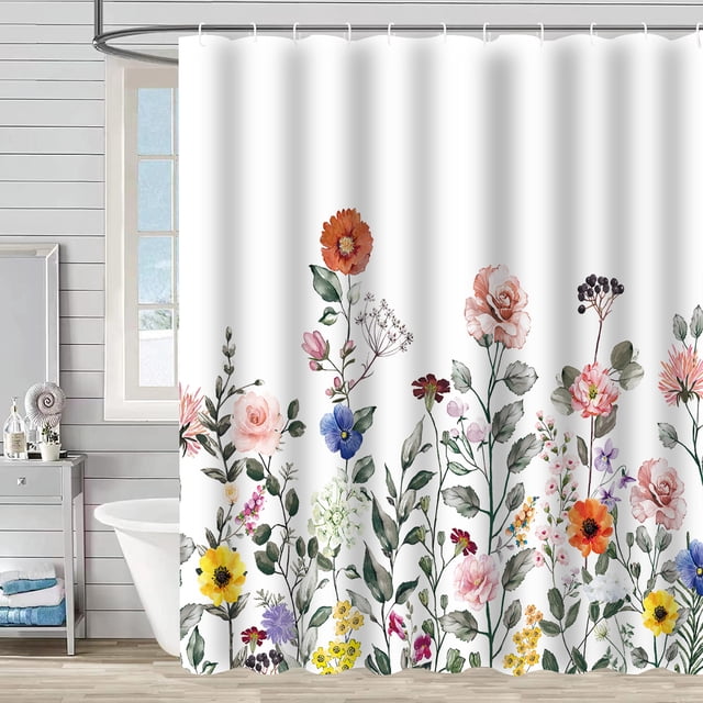 Cortina de baño, cortina de ducha de plantas verdes, impermeable y a prueba de moho, impresión digital 3D, partición de cortina de baño de bosque, no requiere perforación, xiao780, 120*180