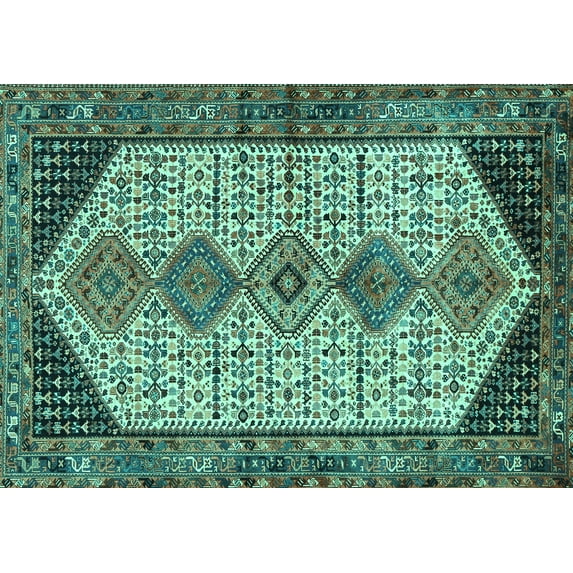 Ahgly Company Indoor Rectangle Persian Turquoise Blue Traditional Area Rugs, 5' x 8'