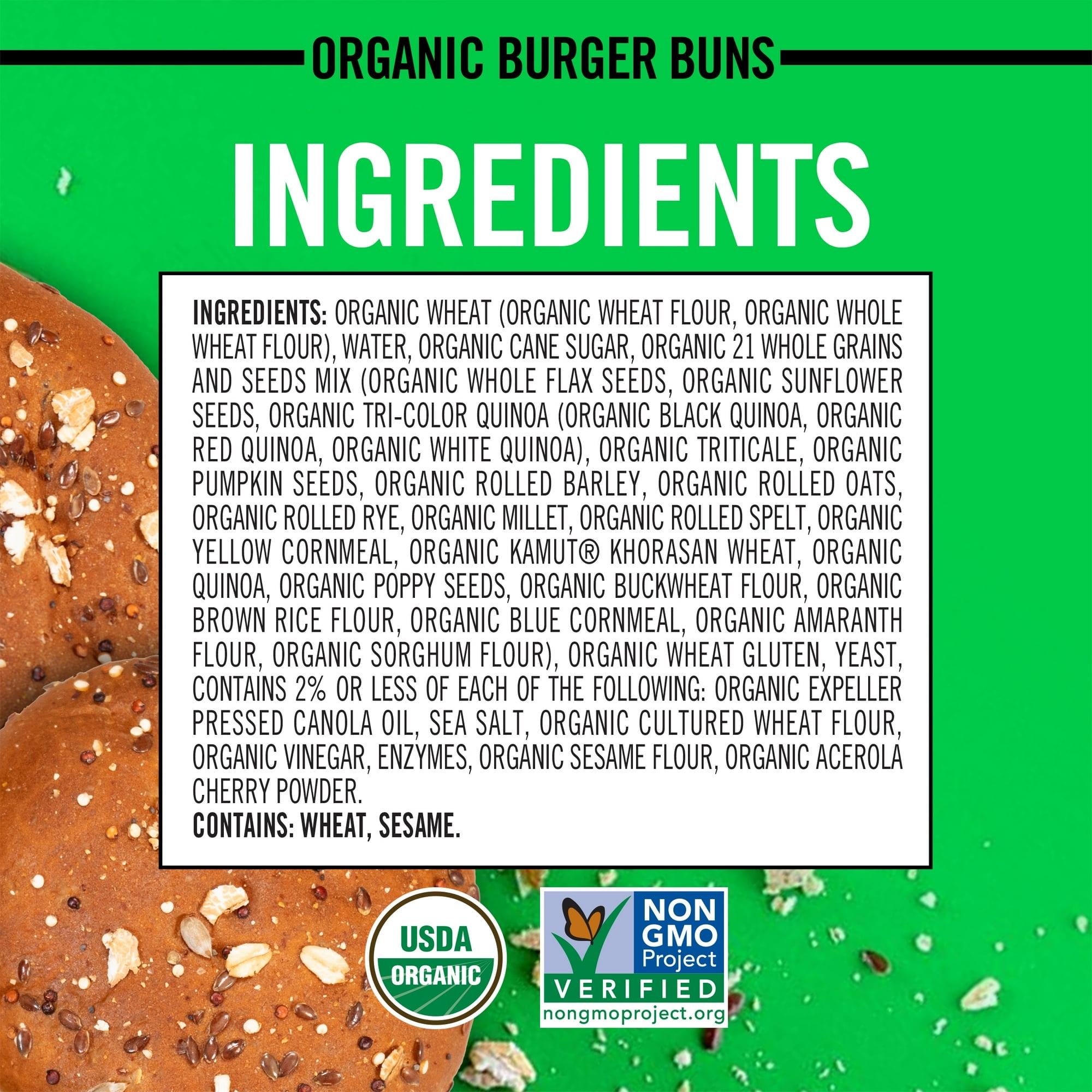 Dave's Killer Bread 21 Whole Grains and Seeds Organic Hamburger Buns, 8 Count, Shelf-Stable
