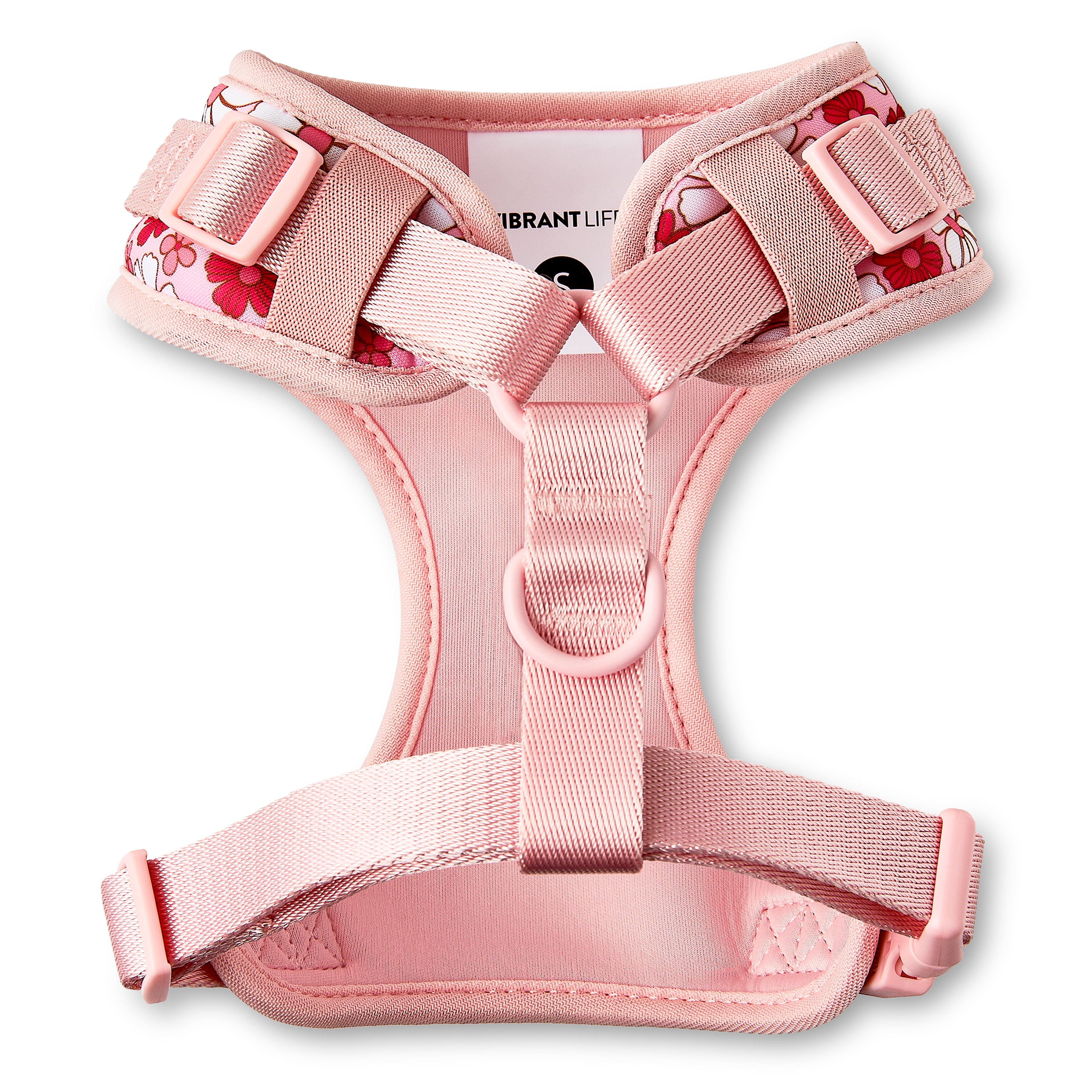 Vibrant Life Polyester & Spandex Floral Adjustable Dog Harness, Pink, Small
