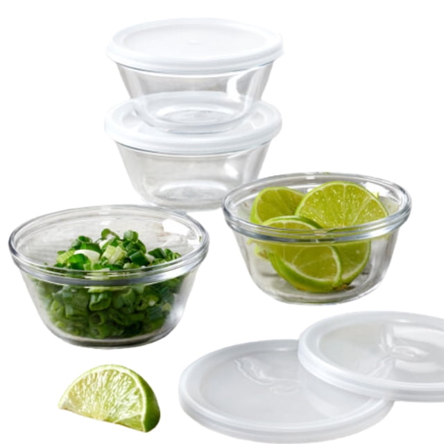 Juego de 4 moldes de vidrio Anchor Hocking de 180 ml con tapas