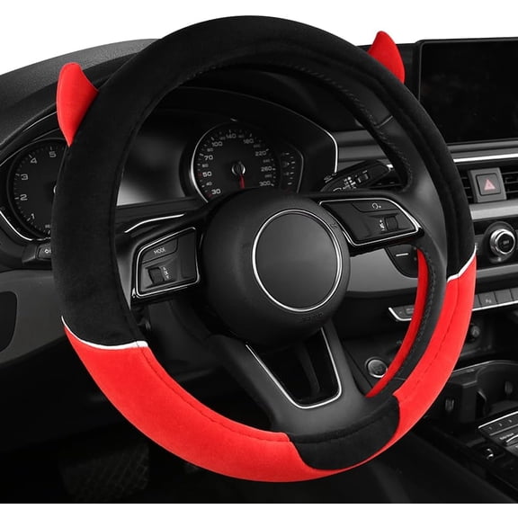 Plush Steering Wheel Cover 38 cm, Soft Fluffy Faux Fur Non-Slip Universal Fit Car Steering Wheel Protector for Women, Cute Comfortable Grip Cover for Most Cars, SUV, Truck