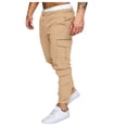 thumbnail image 1 of toraway Men's Pants Stretchy Mens Cotton Casual Pants Solid Color Comfortable Drawstring Pocket Color Matching Design Overalls Pants Pants Casual Pants M, 1 of 4