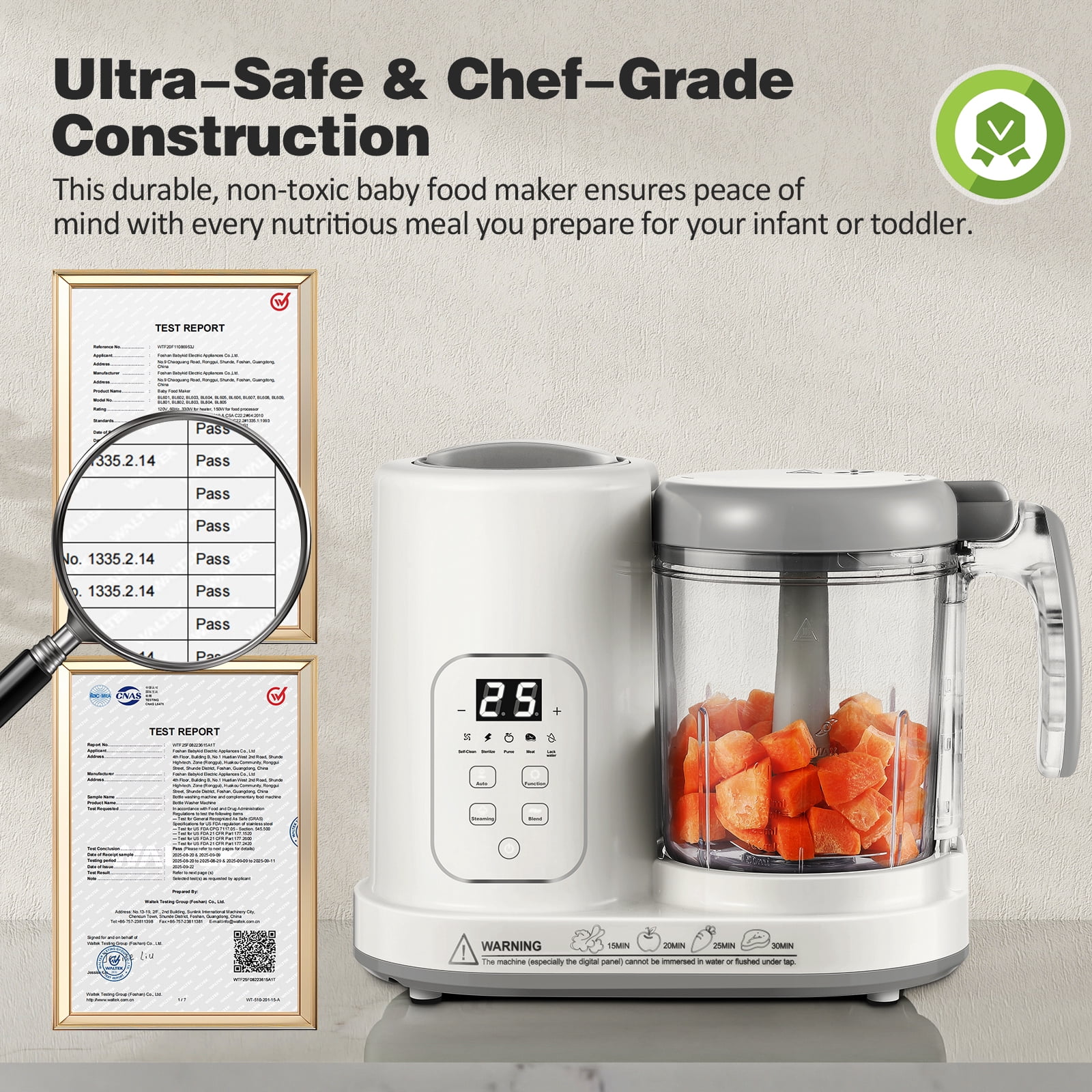 AMZBABYCHEF 4-in-1 Baby Food Maker Steamer Blender, Auto-Clean, BPA-Free, for 4-12 Months