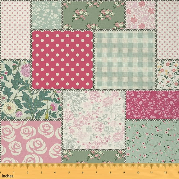 Castle Fairy Geometric Plaid Girl Fabric by the Yard 1 Yard,Chic Flower Home Decor Fabric by the Yard,Polka Dots Room Decor Fabric by the Yard,Super Cozy Room Decor