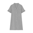 thumbnail image 5 of gakvbuo Summer Button Down Shirt Dress for Women Homecoming Pajama Nightgown Dresses Solid Color Short Sleeve V-Neck Turndow Collared Sleeping Mini Dress Long Night Skirt,S-16XL, 5 of 7