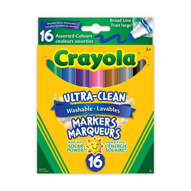 Crayola Ultra-Clean Washable Broad Line Markers, 16 Count
