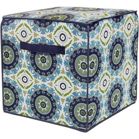 Urban Shop Square Pouf Ottoman, Suzani Teal