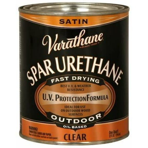 Varathane 242183H 1 Quart Crystal Clear Spar Urethane Exterior Oil Based Satin