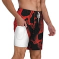 thumbnail image 3 of Picia Red And Black Abstract Skull pattern Mens Swim Trunks with Compression Liner Stretch Beach Shorts Quick Dry with Zipper Pockets No-Chafing Board Shorts-Large, 3 of 9