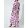 thumbnail image 3 of Michellecmm Women Geometric Print Long Dress, V-neck Puff Long Sleeve Loose Fashion Dress, 3 of 9