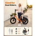 thumbnail image 6 of Qlife Triker 2.0 Folding 3 Wheel Electric Tricycle for Adults, 18" x 3.0" Foldable Electric Bike with Max 18MPH, 350W 48V 10.4Ah Battery Etrike, Orange, 6 of 8