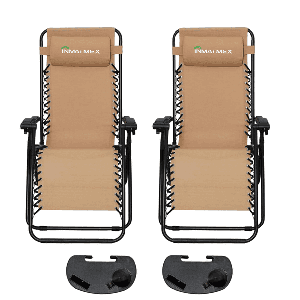 Camastro Gravedad Cero Beige Plegable Duo INMATMEX Ideal Para Exteriores Jardín y Alberca INMATMEX Camastro Plegable Gravedad Cero Beige Duo
