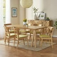 thumbnail image 2 of GDF Studio Isador Mid Century Modern Fabric Upholstered Wood 7 Piece Dining Set, Green Tea and Natural Oak, 2 of 13