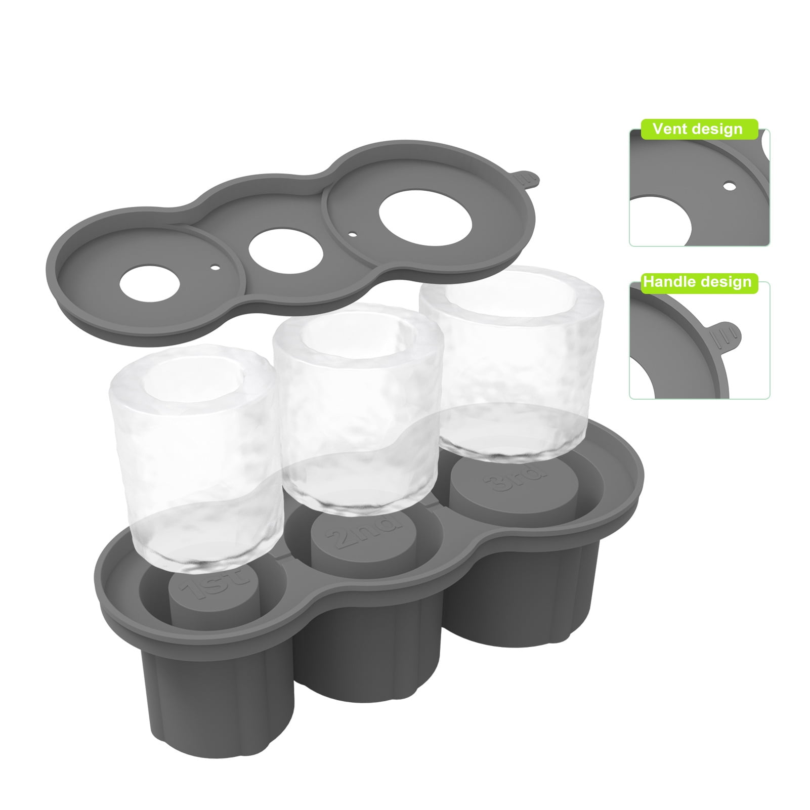 ievspot Silicone Ice Mold Cylinder Hollow Shape Stackable Juice Whiskey Cocktail Ice Cubes Maker