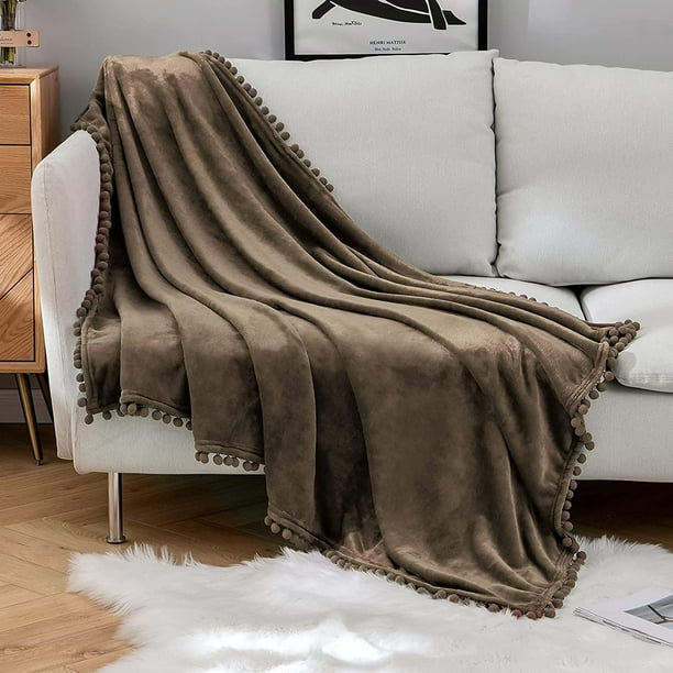 White pom pom throw sale