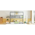 thumbnail image 6 of New Multi-Functional Twin over Twin Rubber Wood Floor Bunk Bed, with ladder,Guardrails,House-Shaped-Bunk Bed,Grey, 6 of 11