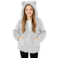 thumbnail image 1 of Abrigo de invierno para niños con forro polar de color liso, manga larga, capucha y cremallera, bonita blusa abrigada con bolsillo grande para niñas, top de poliéster, 1 of 8